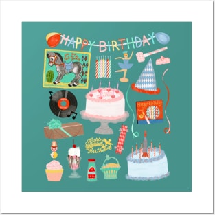 Vintage Birthday Party Posters and Art